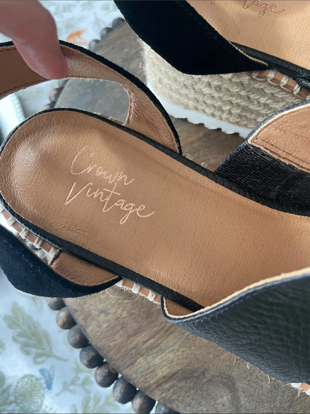 Crown Vintage Daylen Espadrille Wedge Ankle Strap Leather Sandals Size 7M